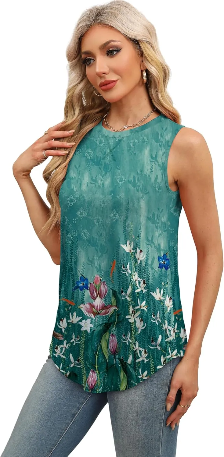 WEESO Womens Tank Tops Basic Casual Summer Trendy Crewneck Sleeveless Shirts Tops