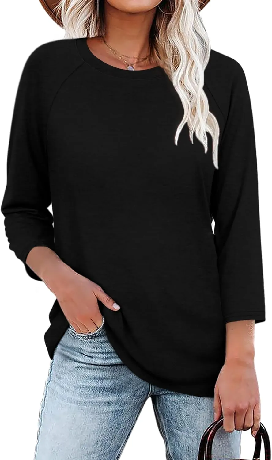 WIHOLL 3/4 Length Sleeve Womens Tops Summer Basic Business Casual Blouses 2025 Fashion