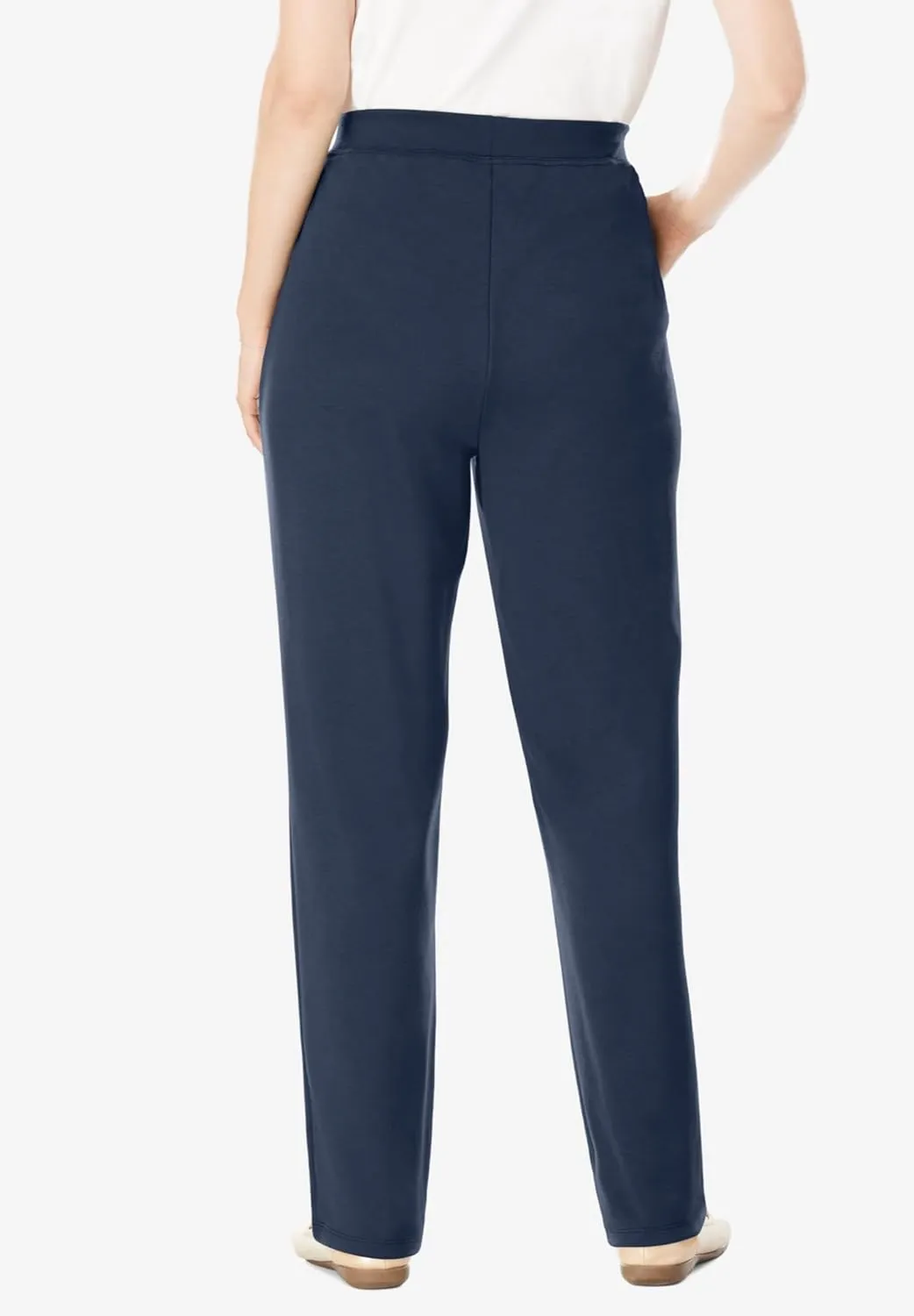 Woman Within Plus Size Petite Straight Leg Ponte Knit Pant