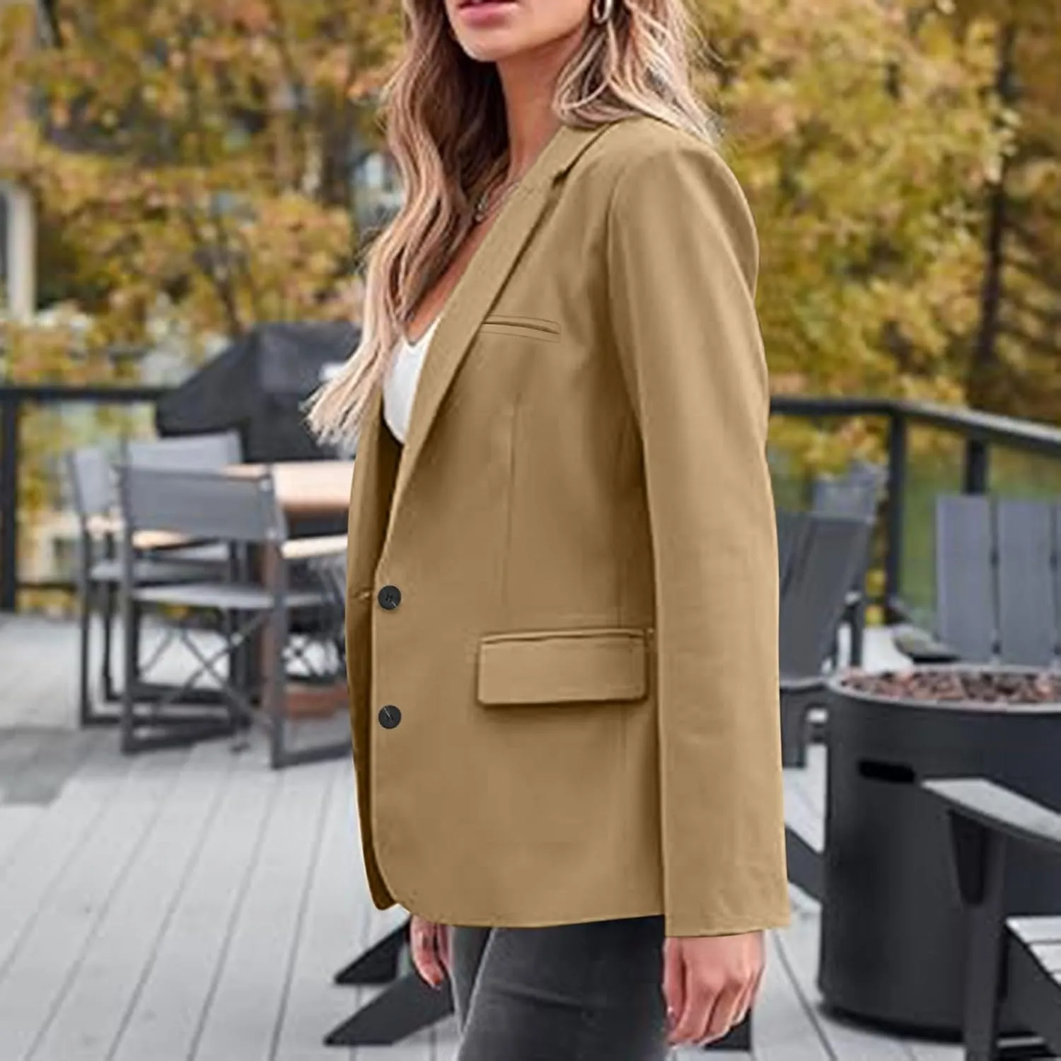 Women Blazer Jacket Open Front Long Sleeve Notch Lapel Work Office Womens Blazers for Work Casual Dressy Fall Outfits