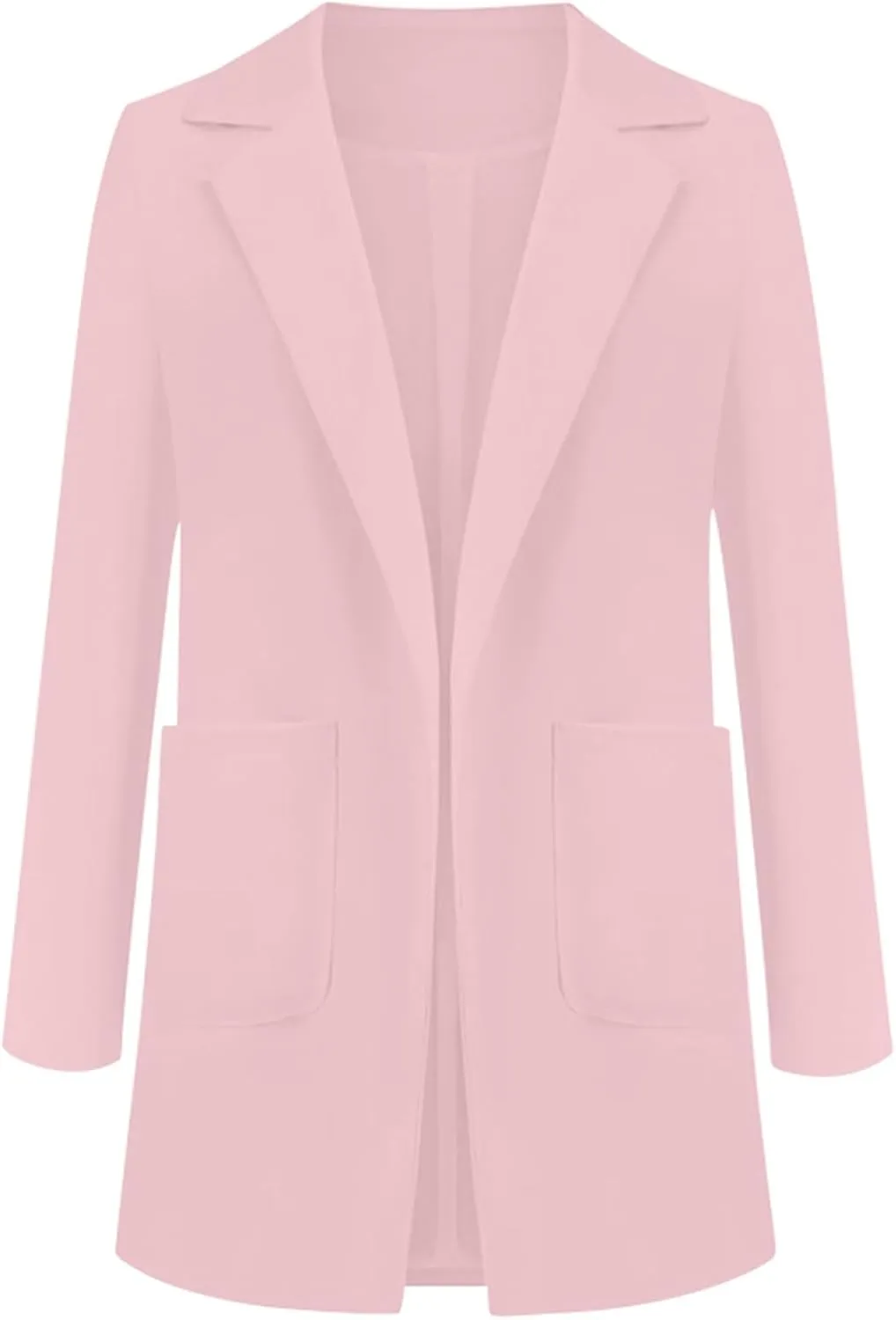 Womens 2024 Solid Formal Lapel Cardigan Long Sleeve Pocket Jacket Comfy Loose Oversized Blazer Daily Work Fall Clothes