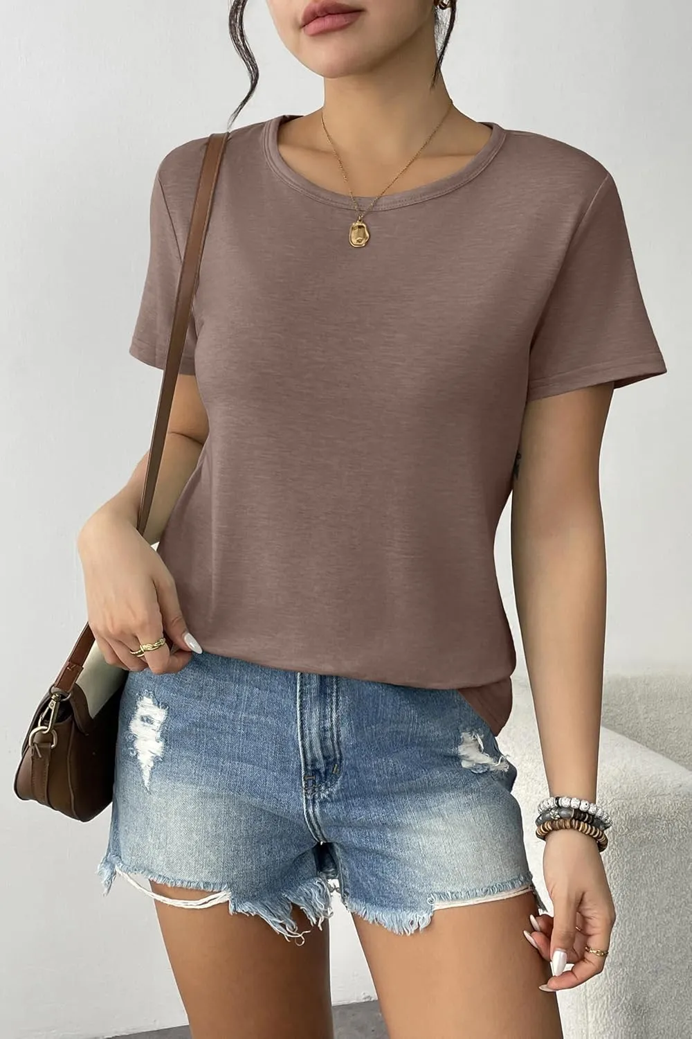 Womens 3 Pack T Shirts Basic Short Sleeve Tees Crewneck Fashion Tops Loose