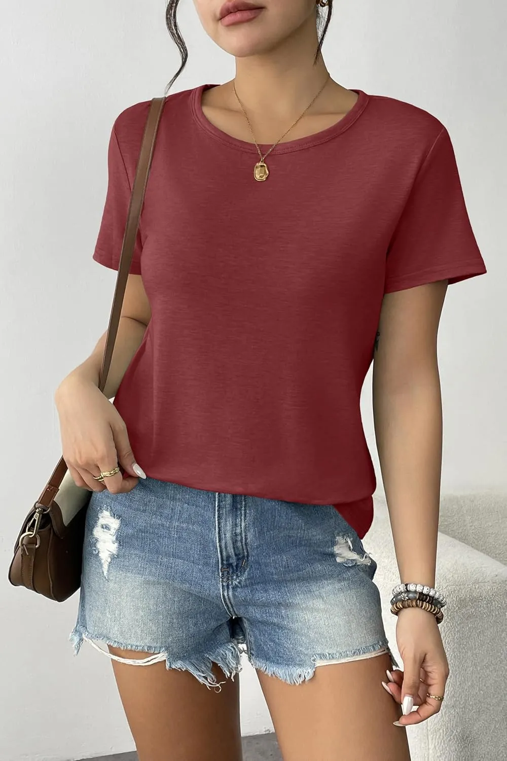 Womens 3 Pack T Shirts Basic Short Sleeve Tees Crewneck Fashion Tops Loose
