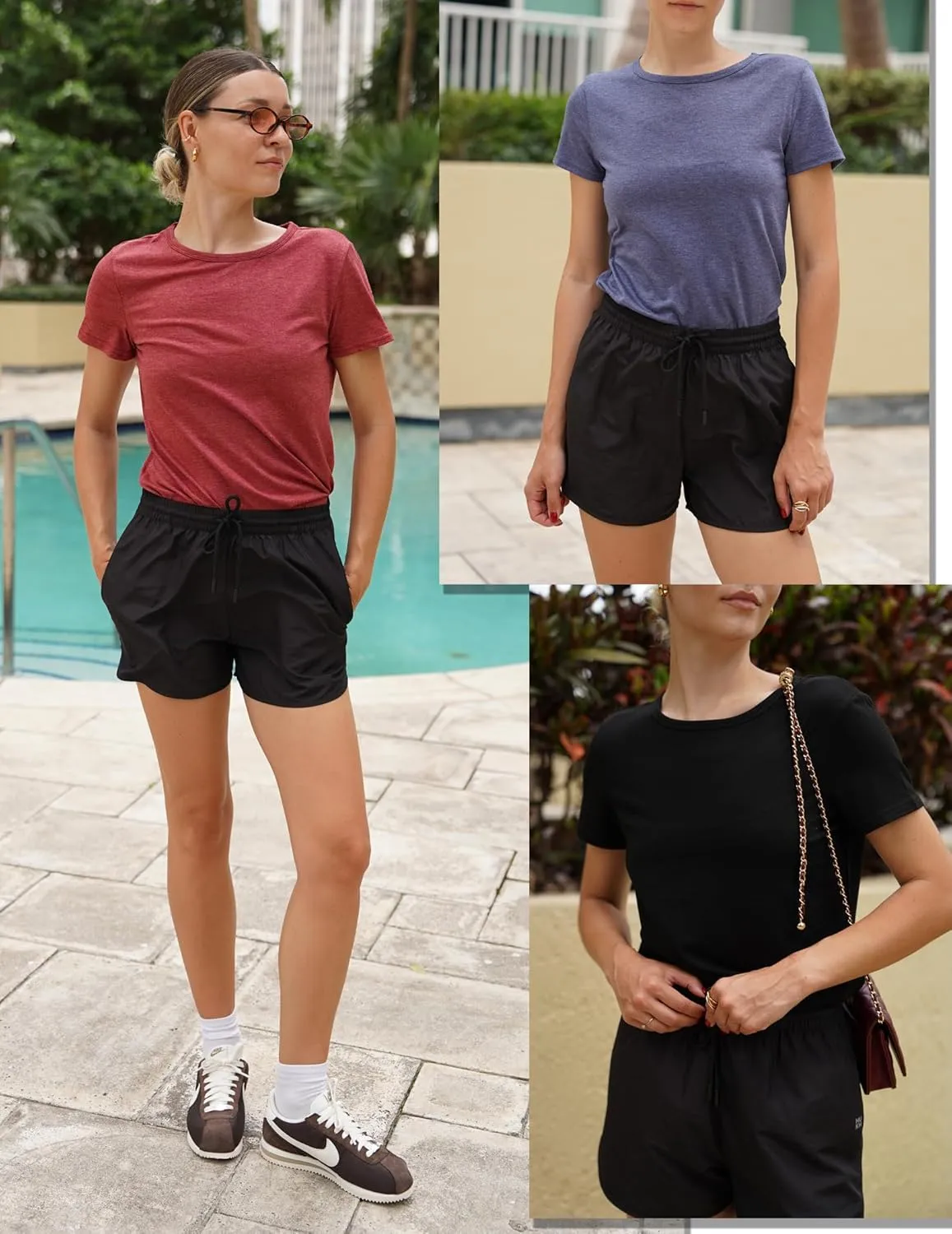 Womens 3 Pack T Shirts Basic Short Sleeve Tees Crewneck Fashion Tops Loose