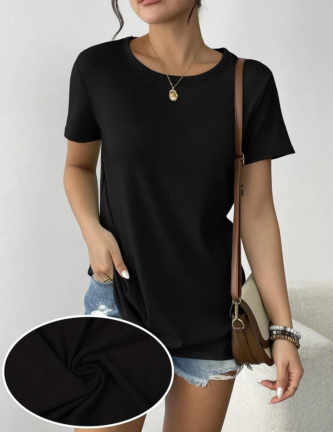 Womens 3 Pack T Shirts Basic Short Sleeve Tees Crewneck Fashion Tops Loose