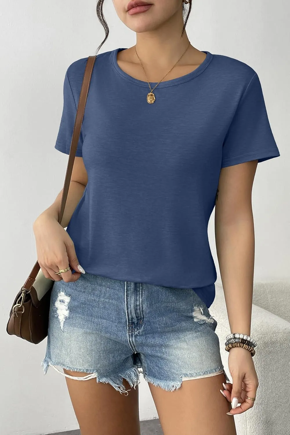 Womens 3 Pack T Shirts Basic Short Sleeve Tees Crewneck Fashion Tops Loose