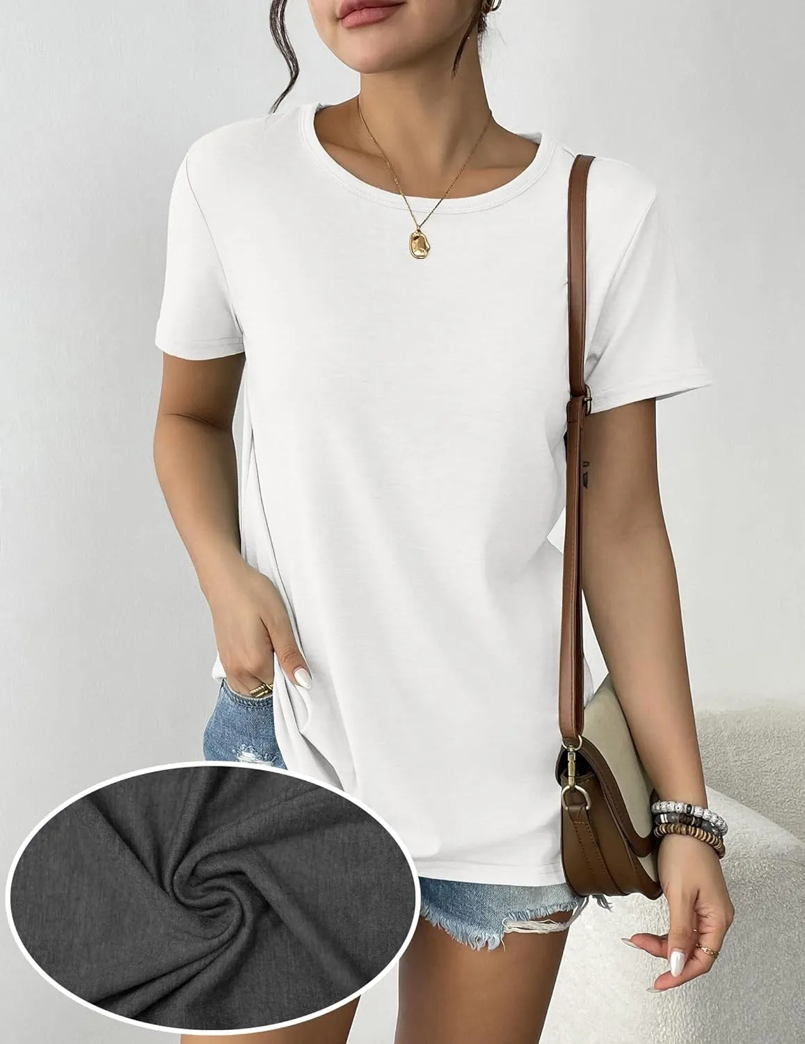 Womens 3 Pack T Shirts Basic Short Sleeve Tees Crewneck Fashion Tops Loose