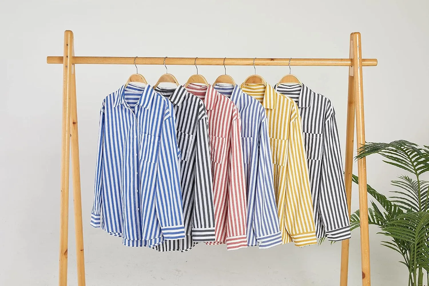Women's Blouses Striped Long Sleeve Shirts Button Down Loose Fit Casual Tops