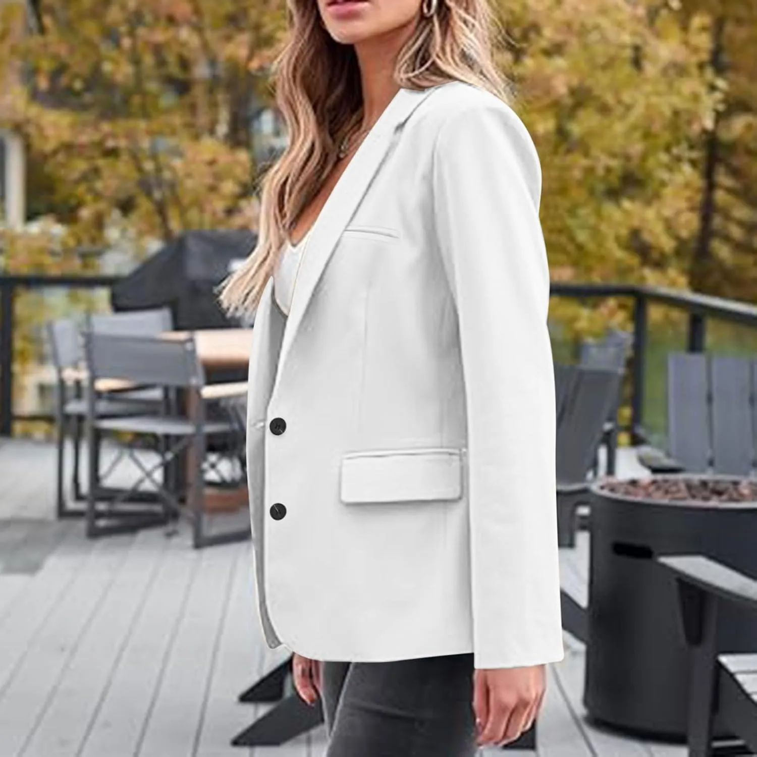 Women's Casual Blazer Long Sleeve Lapel Button Slim Work Office Blazer Jacket Fall Open Front Cardigan Business Suit