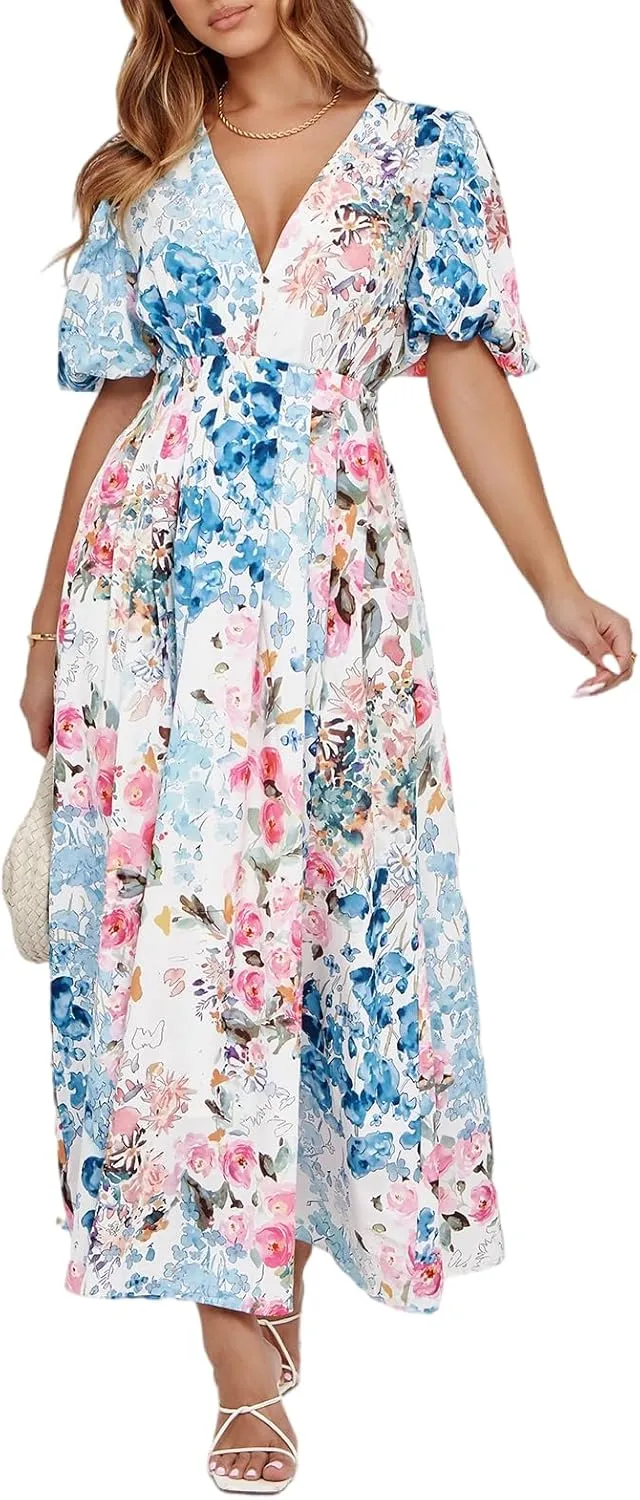 Women's Floral Maxi Dress Summer Fall Wedding Guest Dress