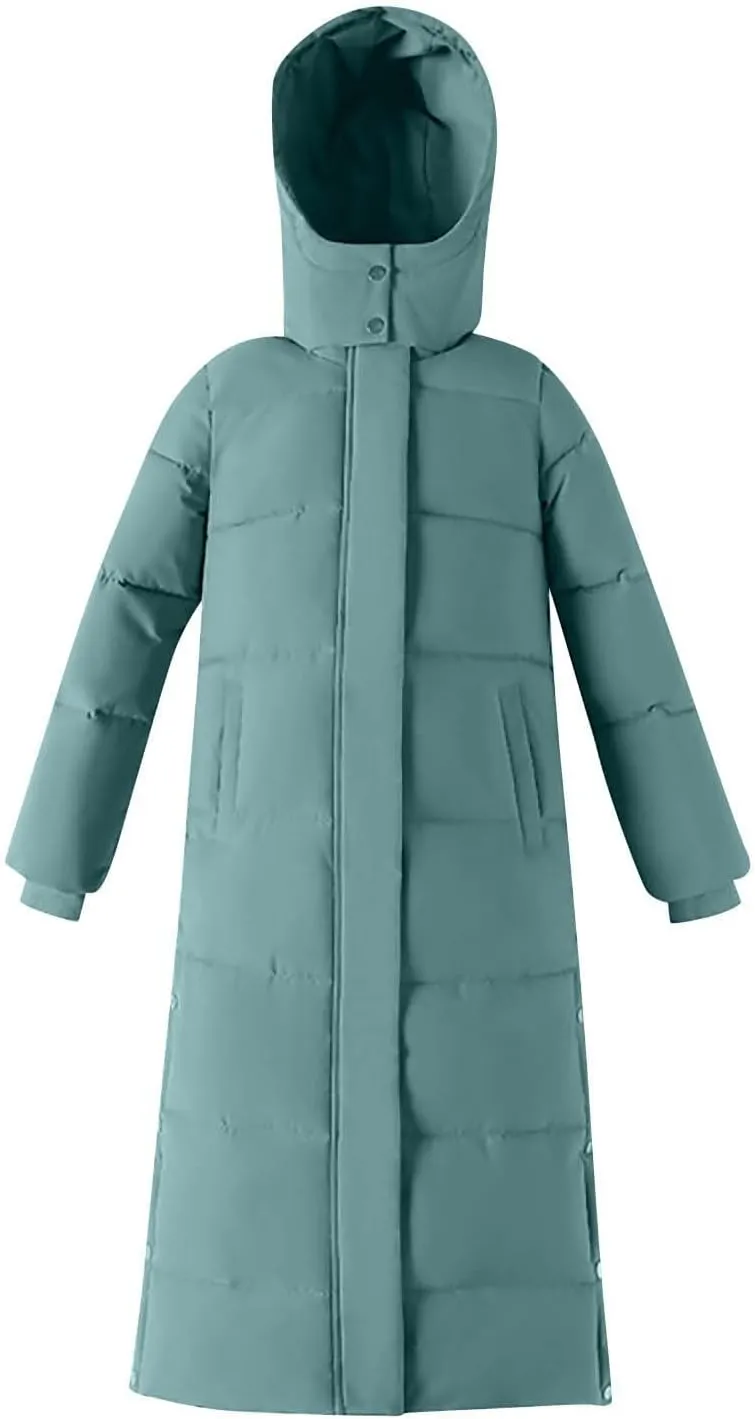 Women's Long Winter down Coat Warm Windproof Quilted Puffer Jacket Thicken Warm Puffy Parka with Hood Ski Outerwear