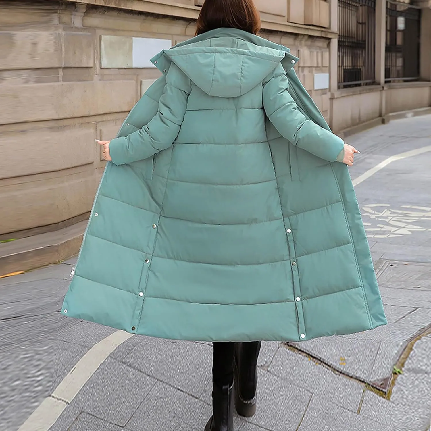 Women's Long Winter down Coat Warm Windproof Quilted Puffer Jacket Thicken Warm Puffy Parka with Hood Ski Outerwear