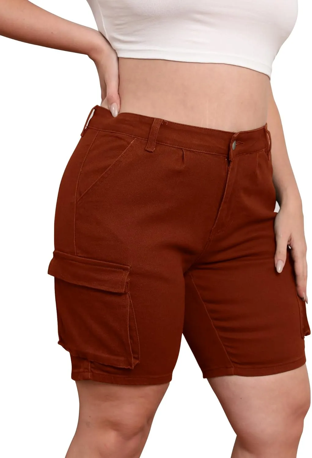 Womens Plus Size Jean Shorts Stretchy Cargo Bermuda Shorts High Waisted Y2k Denim Shorts