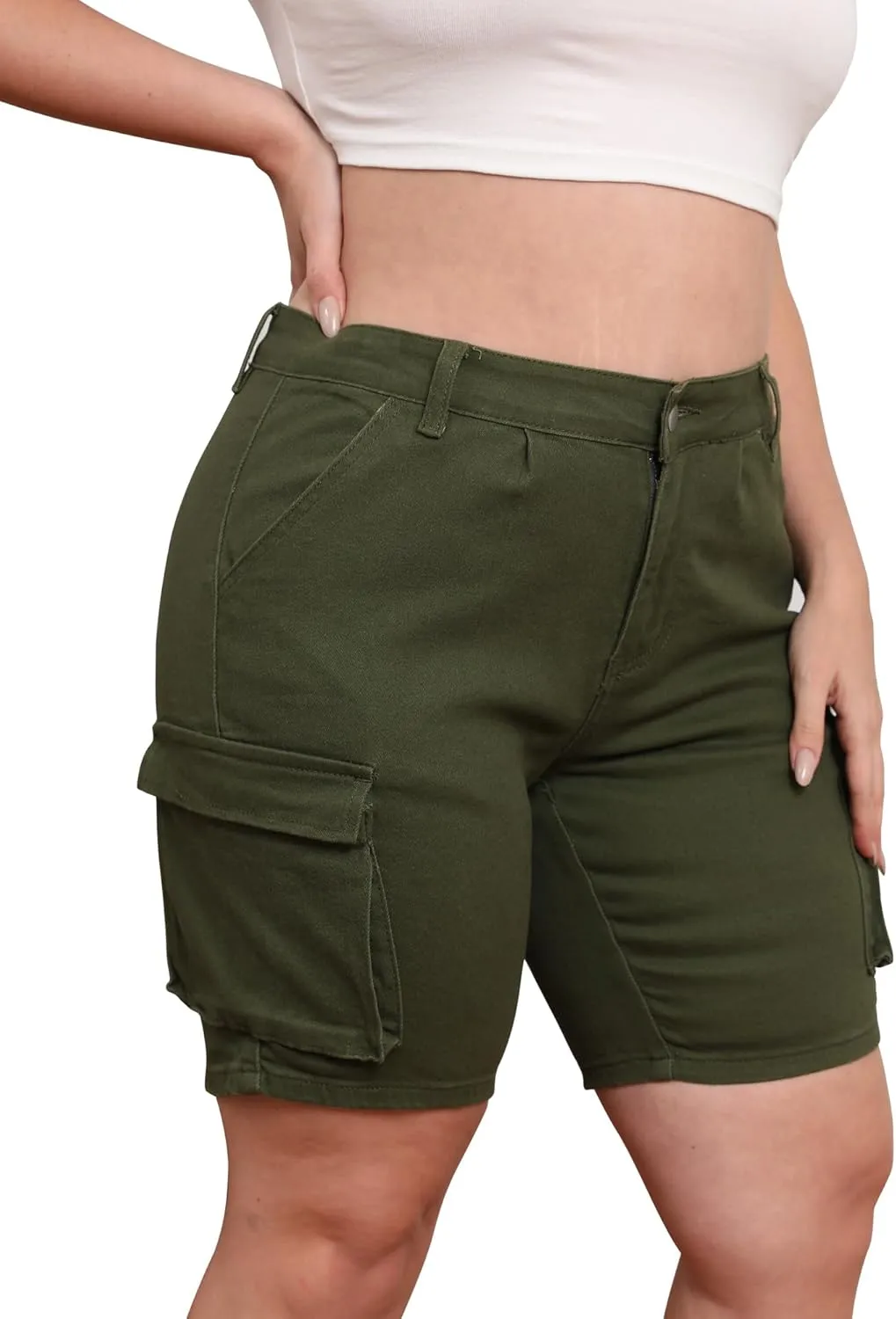 Womens Plus Size Jean Shorts Stretchy Cargo Bermuda Shorts High Waisted Y2k Denim Shorts