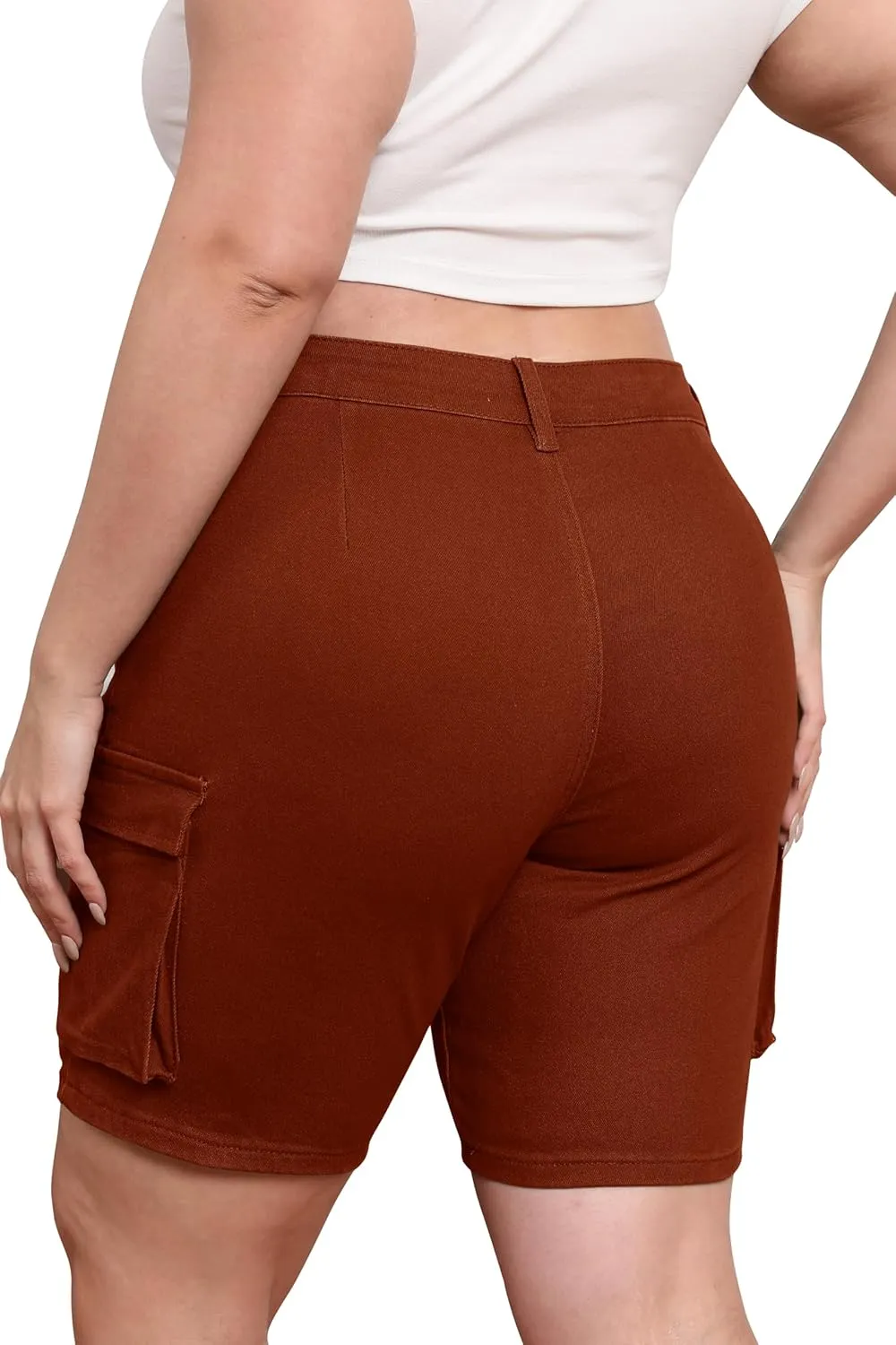 Womens Plus Size Jean Shorts Stretchy Cargo Bermuda Shorts High Waisted Y2k Denim Shorts
