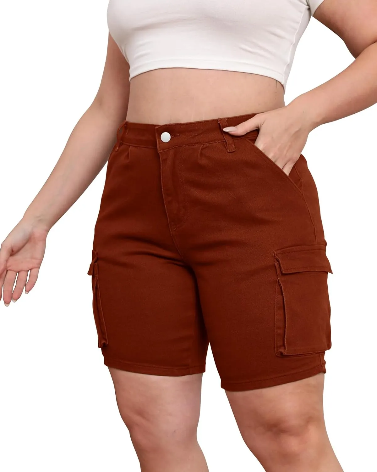 Womens Plus Size Jean Shorts Stretchy Cargo Bermuda Shorts High Waisted Y2k Denim Shorts
