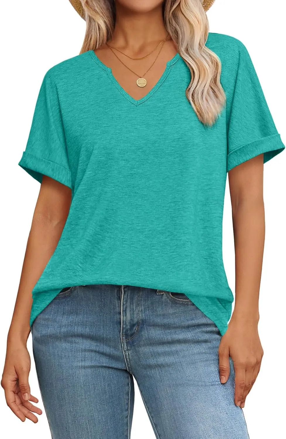 Womens Summer Tops Short Sleeve Shirts for Women V Neck Basic Fashion Clothes