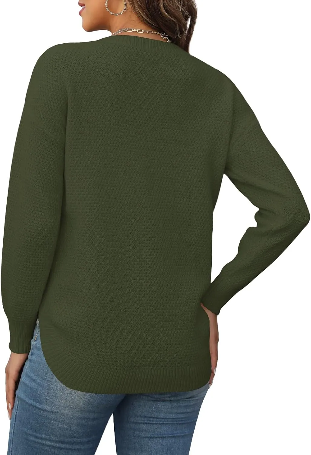 Womens Sweaters Fall Fashion Long Sleeve Knit Tops Crewneck Sweatshirts