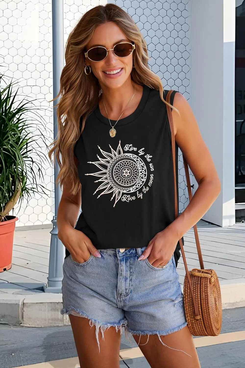 Womens Tank Tops Summer T Shirts Sleeveless Casual Loose Tunic Blouses
