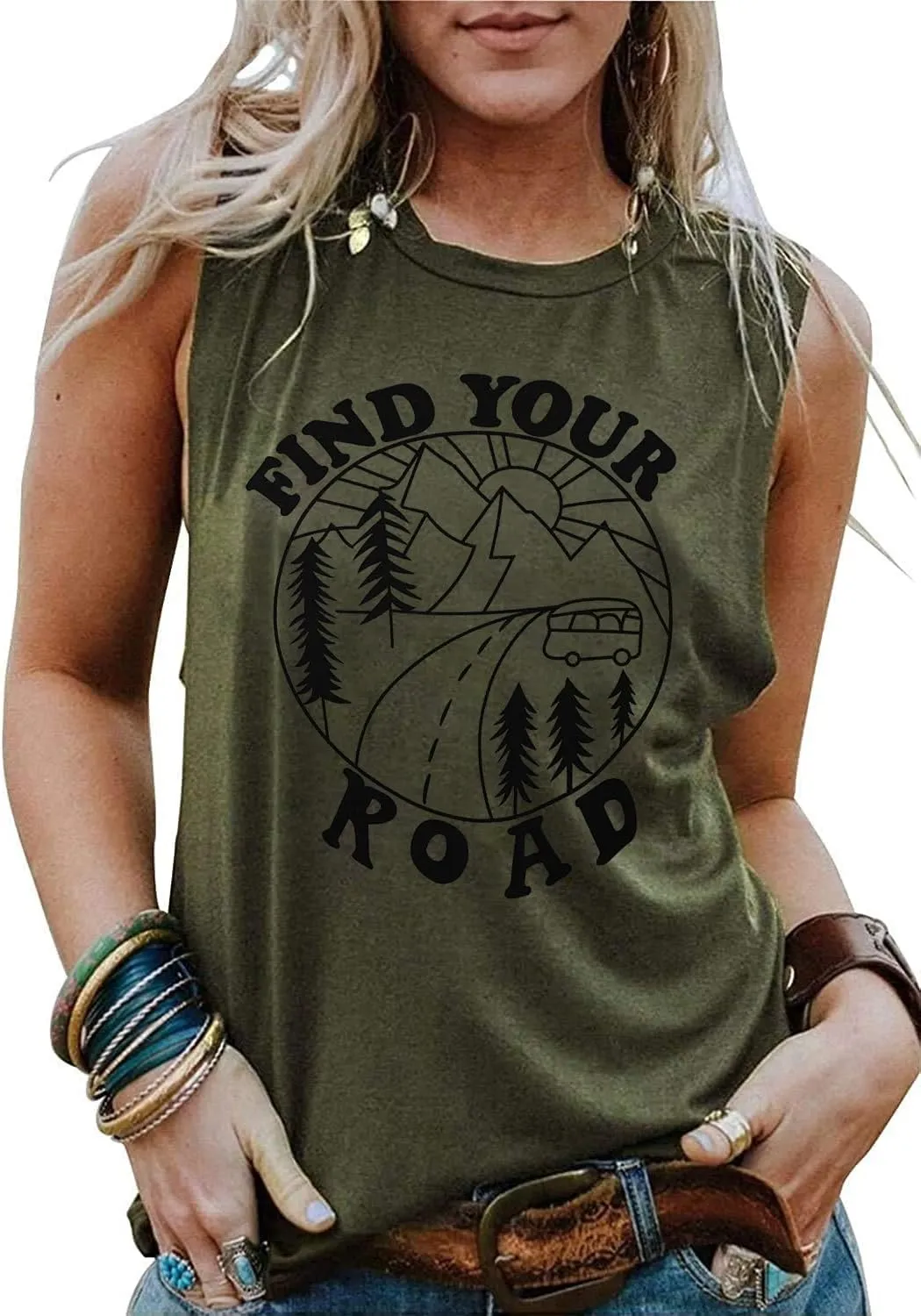 Womens Tank Tops Summer T Shirts Sleeveless Casual Loose Tunic Blouses