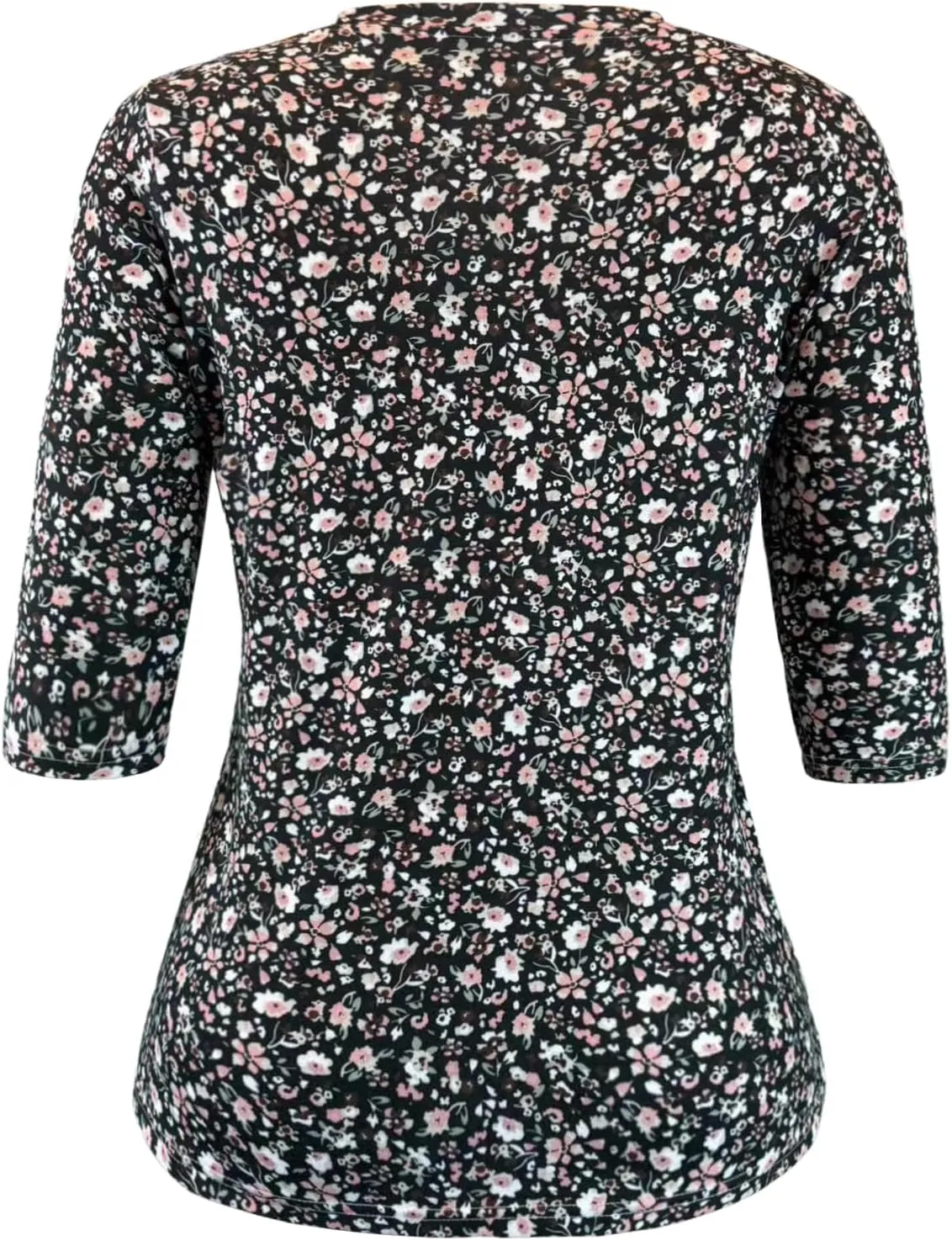 Womens Tops Casual 3/4 Sleeve Shirts Crew Neck Loose Casual Blouses Floral Print Tshirts