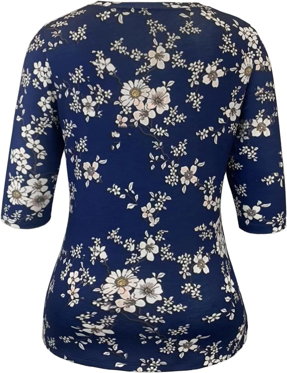 Womens Tops Casual 3/4 Sleeve Shirts Crew Neck Loose Casual Blouses Floral Print Tshirts