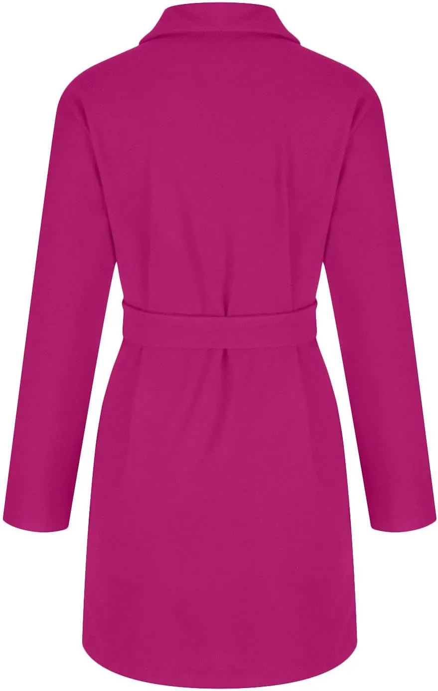 Women's Trench Coat Fall Winter Classic Lapel Collar Wool Blend Long Jackets Open Front Belted Peacoat with Pockets