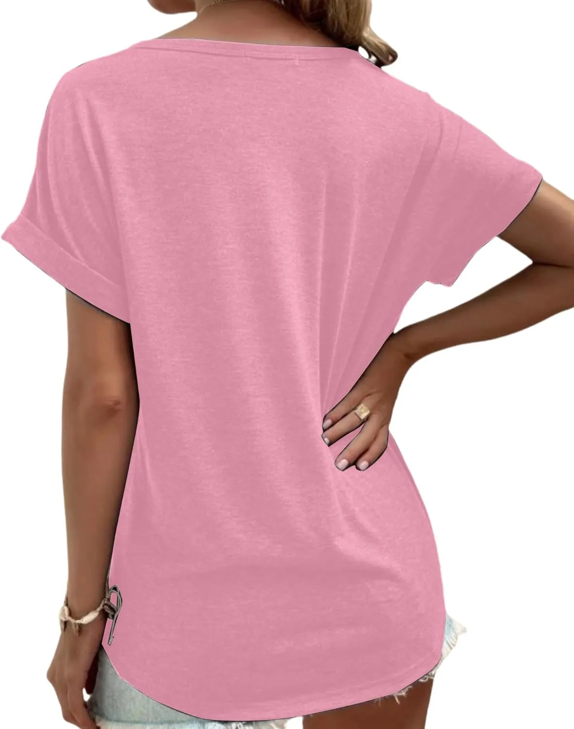 Womens V Neck T Shirts Casual Loose Tees Trending Now Summer Short Sleeve Tops