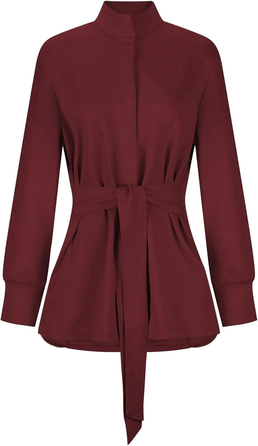 Womens Winter Trench Coat Open Front Wool Blend Pea Coats Casual Notched Lapel Classic Fitted Mid Long Jacket Outwear