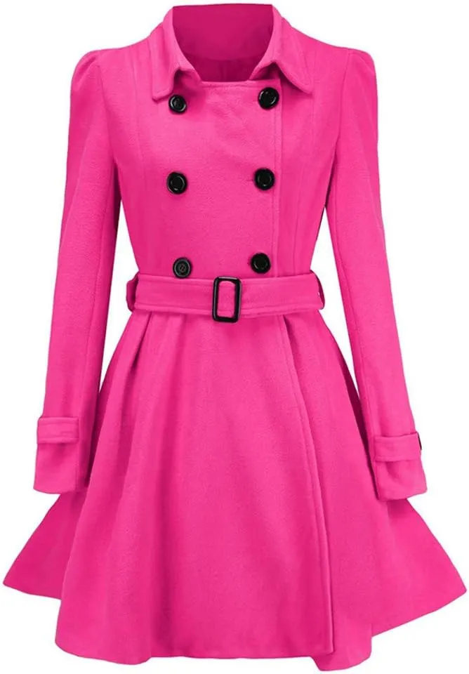 Wool Blend Women's Trench Coats Flare Peacoat Outwear 2023 Fall Loose Woolen Overcoat Cardigan Classic Solid Jacket