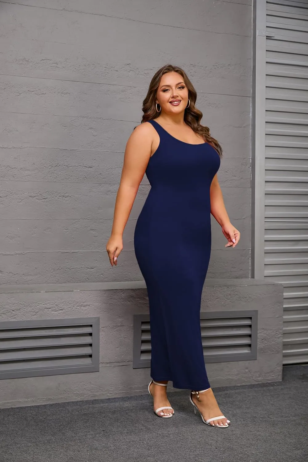 YeGine Women Plus Size Sleeveless Bodycon Maxi Dresses Sexy Slim Tank Dresses