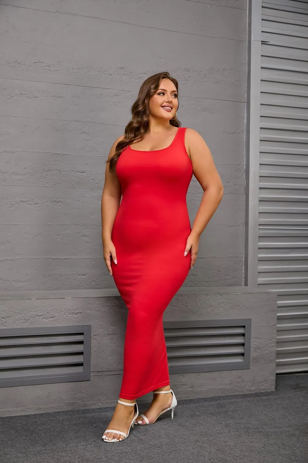 YeGine Women Plus Size Sleeveless Bodycon Maxi Dresses Sexy Slim Tank Dresses