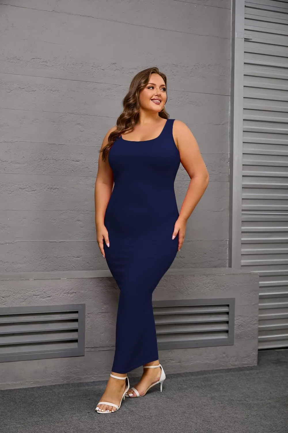 YeGine Women Plus Size Sleeveless Bodycon Maxi Dresses Sexy Slim Tank Dresses