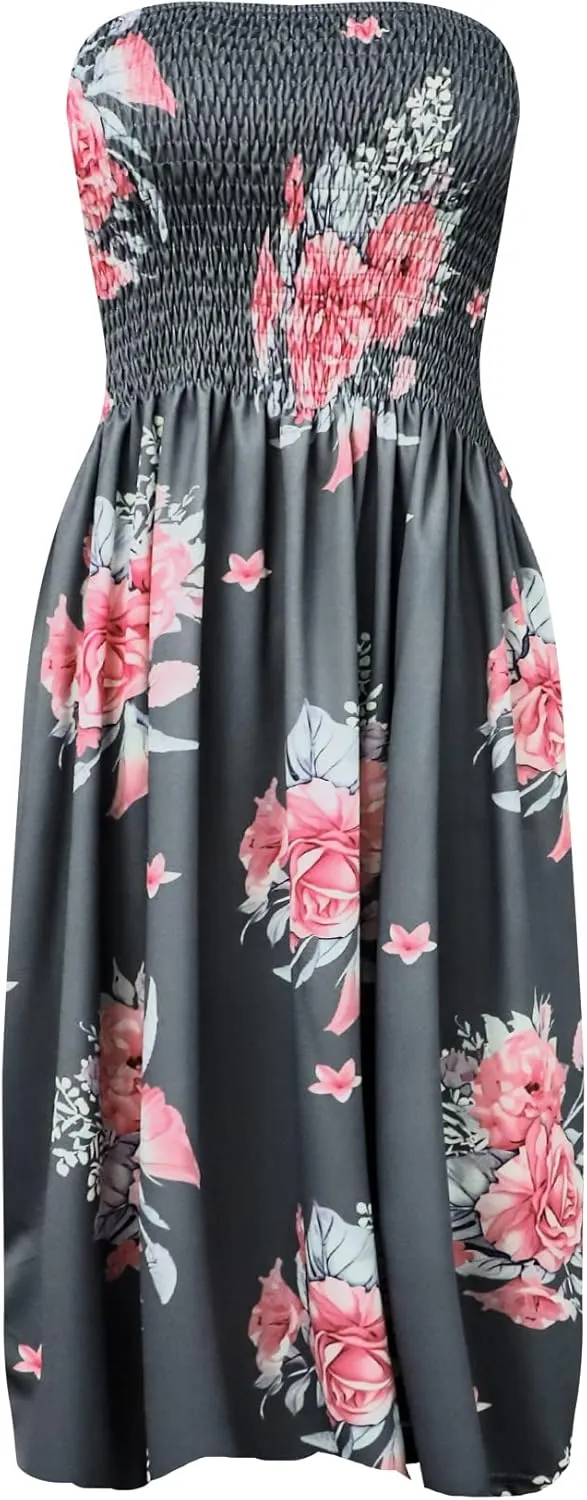Zyyfly Womens Summer Beach Dresses Strapless Cover Ups Dress Tube Top Sundresses